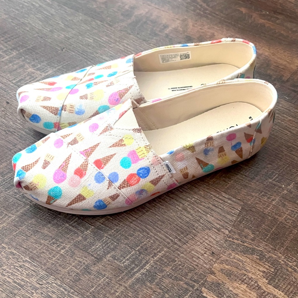 Toms Alpargata Natural Glitz Ice Cream Cones size 6.5